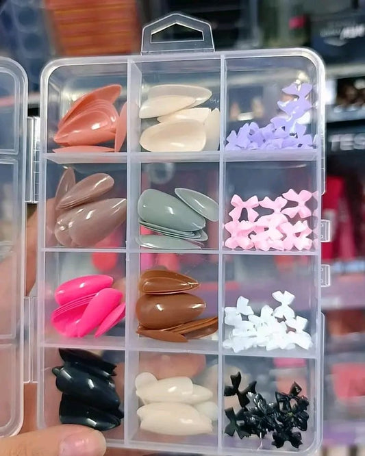 96 Pcs Artificial Nails With Beads – Multicolor Nail Art Decoration Set Made From Premium ABS Plastic, Perfect For Stylish DIY Manicure Designs