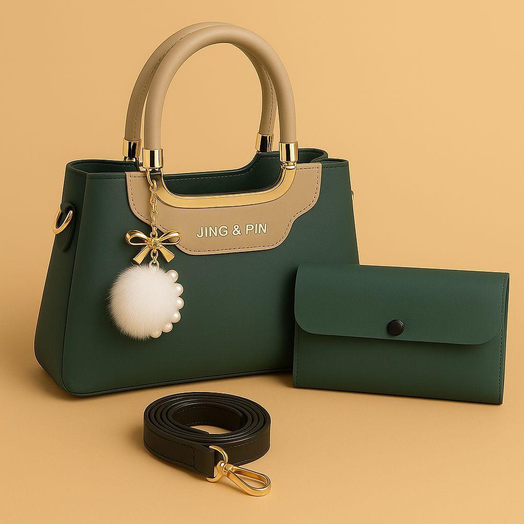 Aesthetic 'JING & PIN' Ladies Handbag Collection with Clutch and Shoulder Strap Option.