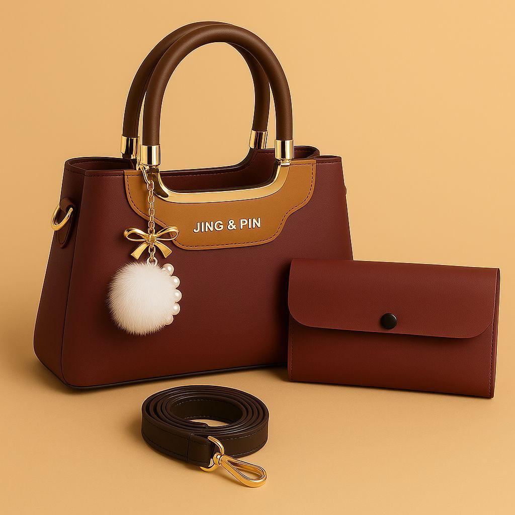Aesthetic 'JING & PIN' Ladies Handbag Collection with Clutch and Shoulder Strap Option.