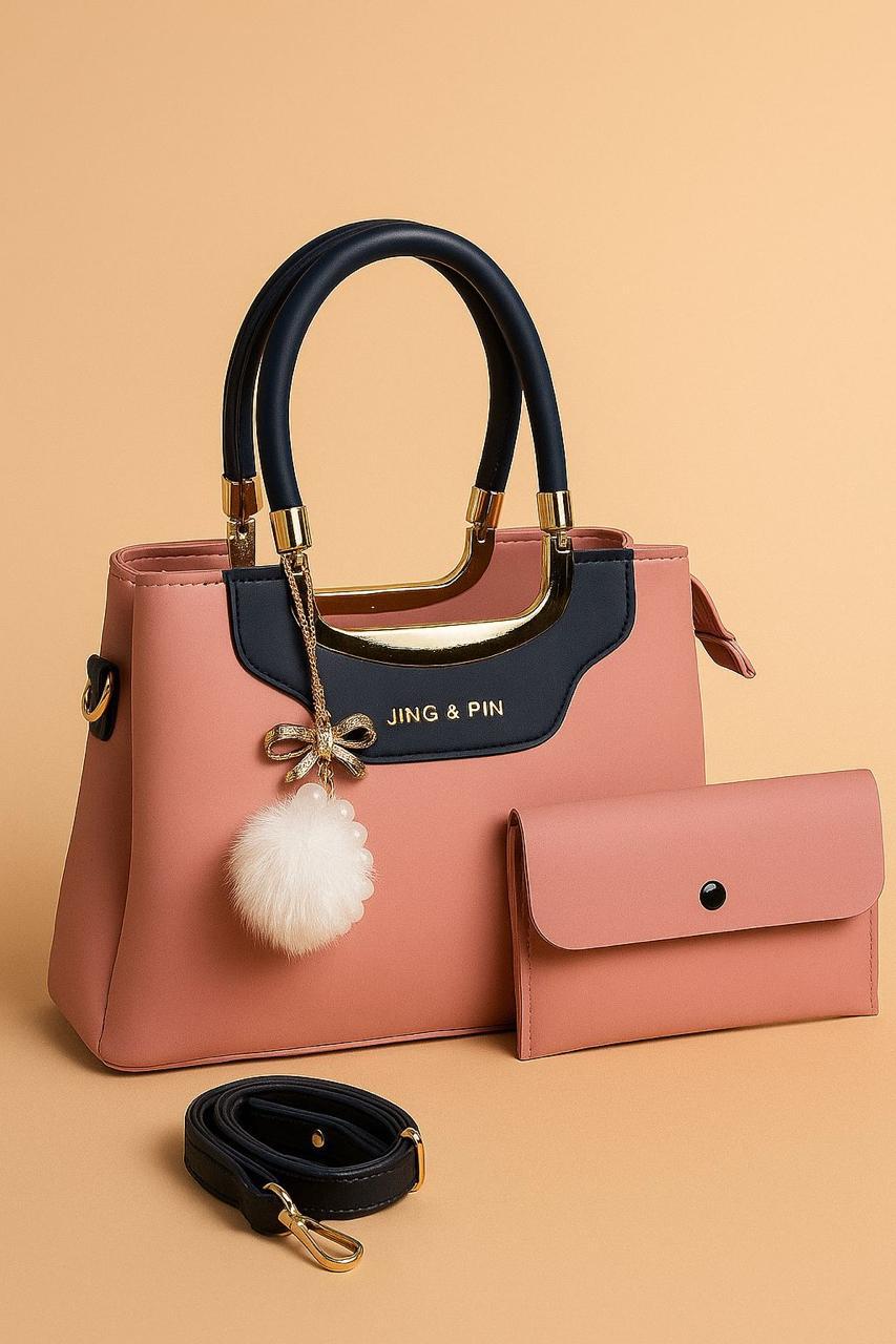 Aesthetic 'JING & PIN' Ladies Handbag Collection with Clutch and Shoulder Strap Option.