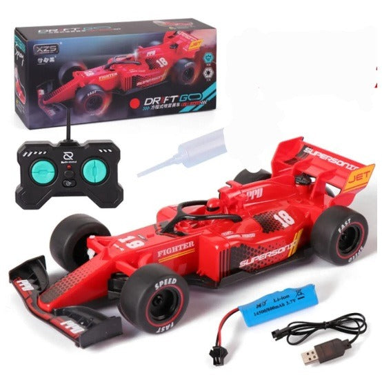 Red Formula Supersonic F1 Equation High-Speed RC Racing Car with Mist Spray Exhaust and LED Lights