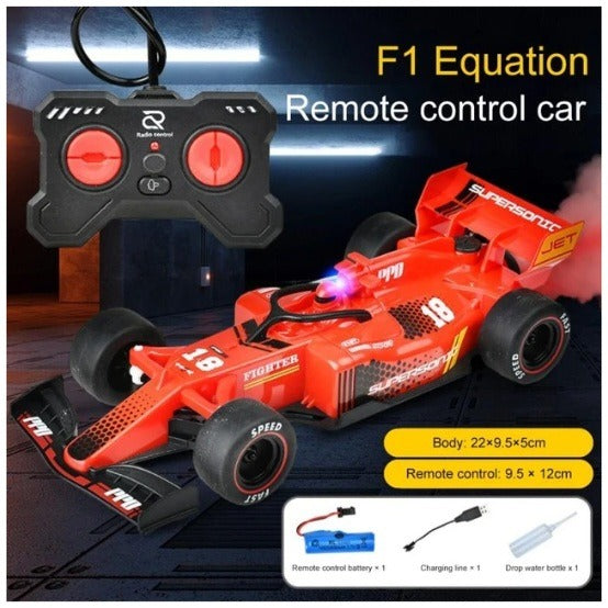 Red Formula Supersonic F1 Equation High-Speed RC Racing Car with Mist Spray Exhaust and LED Lights