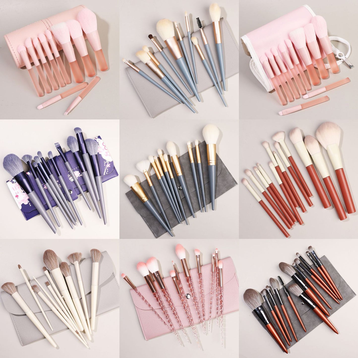 Makeup brush set: one-word foundation brush,loose paint eye shadow brush, beauty makeup tool, eyebrow brush ,lip brush and  set brush